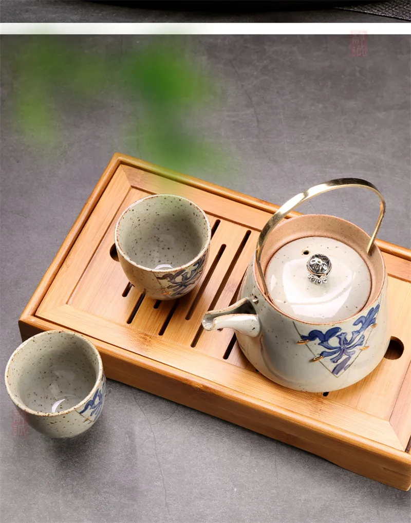 220 мл японская керамика антикварный чайник бытовой чайник с медной кружка для пива с ручкой