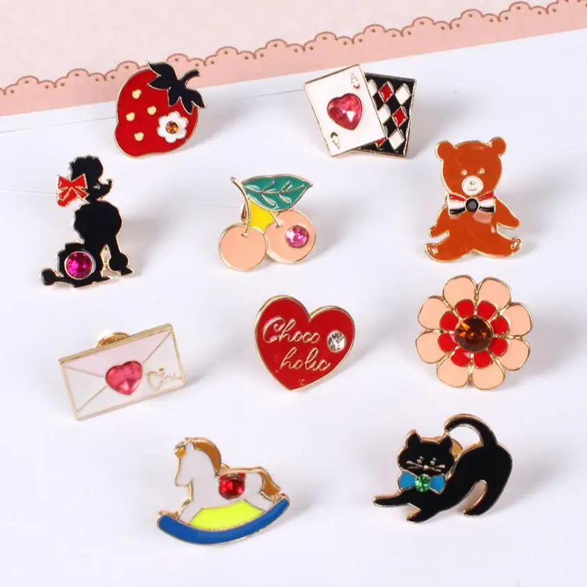 

Timlee X151 Cartoon Cute Envelope Trojan Cat Poker Bear Metal Brooch Pins Jeans Bag Decoration Brooches Gift Wholesale