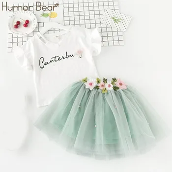 

Humor Bear Girls Clothes 2018 Brand Girls Clothing Sets Kids Clothes Letter Printing Children Clothing Girl Tops+Skirt 3-7Y