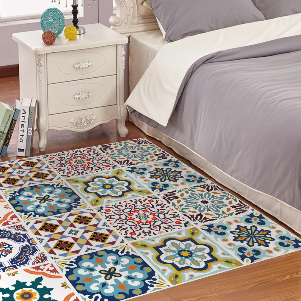 

Hot Wear Resistant Anti-Skip Waterproof PVC Moroccan Mediterranean Floor Sticker Decor Home Room Bathroom 50x50cm floor sticker