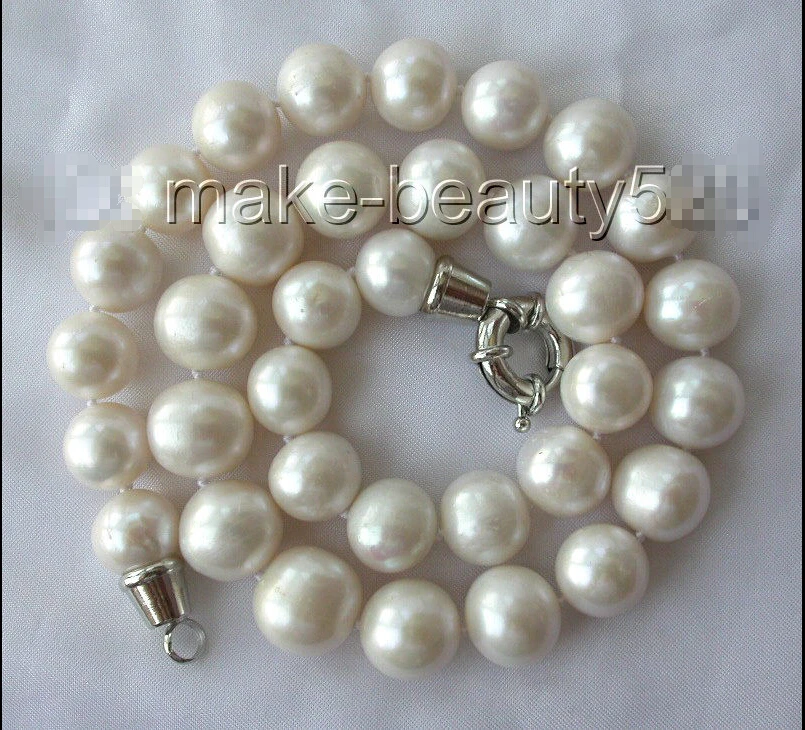 

FREE SHIPPING>@@> stunning big 14mm round white freshwater cultured pearl necklace s1326^^^@^Noble style Natural Fine jewe &
