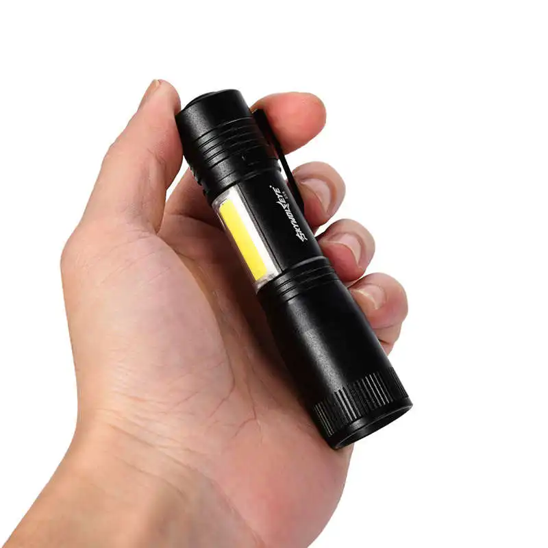 Super Bright Zoomable Mini LED Flashlight XPE Q5+COB LED Torch Lamp Penlight AA14500 4 Modes powerful led flashlight #4A30 (4)
