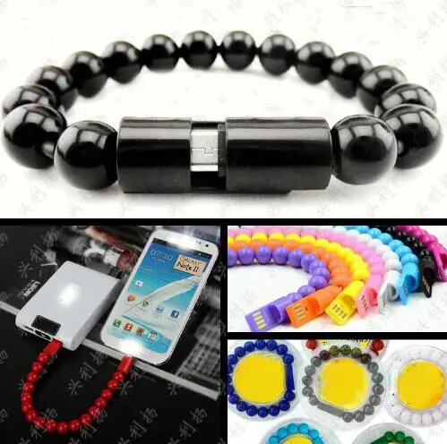 

Cute candy color bead data line bracelet for mobile phone data cable