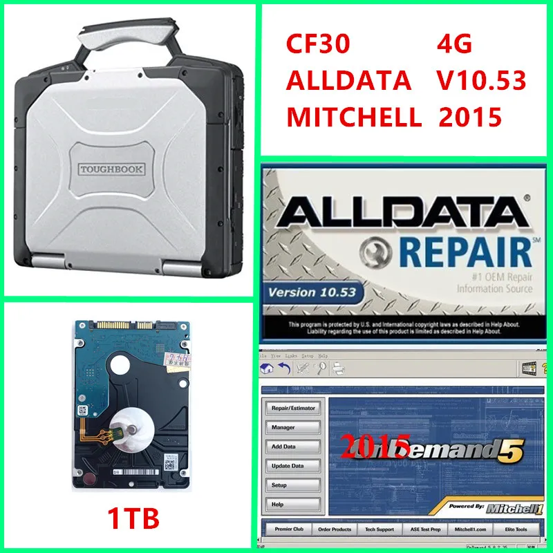 

CF30 Alldata 10.53 and Mitchell 2015 Auto Repair Software 2 in 1 TB hdd Installed on toughbook CF30 laptop 4G RAM ready to use