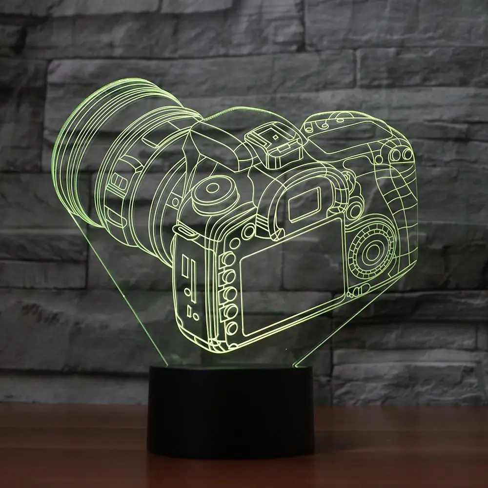 3D трендовая камера, моделирующая настольная лампа, детское освещение для сна, 7 цветов, изменение ночного света, Креативный светодиодный Декор для комнаты, подарки