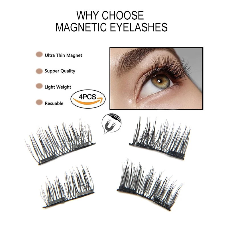 Магнитный ресниц Накладные ресницы 2 магниты поддельные норки Lashes естественно