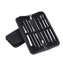 9Pcs Stainless Steel Acne Extractor Removing Tool Face Skin Care Blackhead Pimple Remover Comedone Extract Ance Needle Kit
