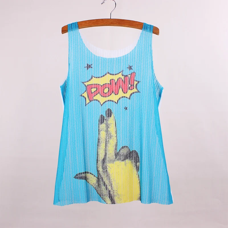

Western fashion gesture pattern summer clothing top dress women printed tanks 2016 new arrival girls top tees free shipping