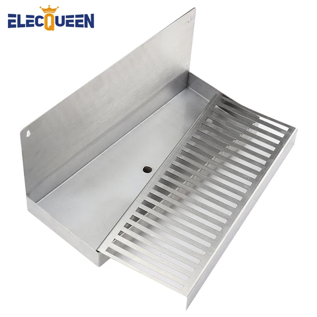 Beer Drip Tray Stainless Steel 304 Wall Mount Drip Tray with Hole Drain