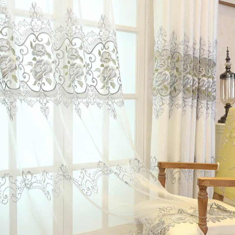 Европейские полые водорастворимые кружевные вышитые шторы на заказ, Готовые свадебные шторы для гостиной, спальни, марлевые панели WP147C