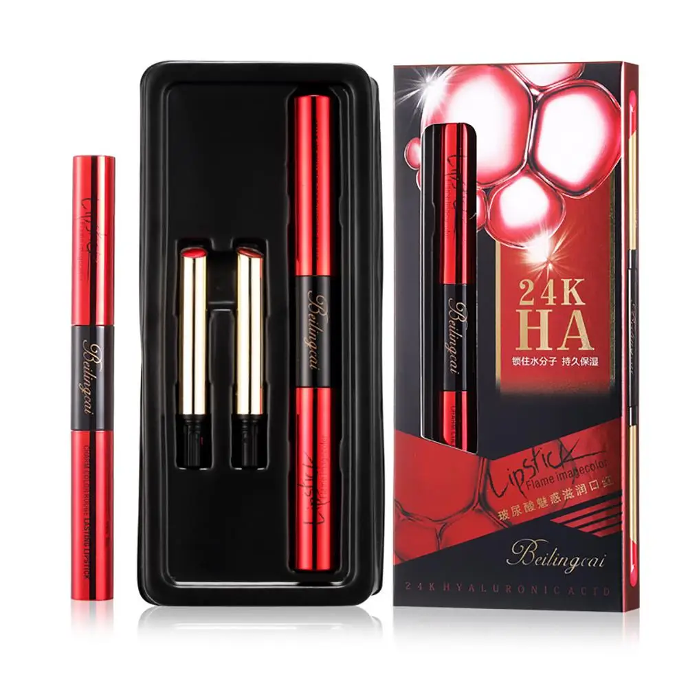 1Pc Dual Head Velvet Moisturizing Hyaluronic Acid Lips Cosmetic