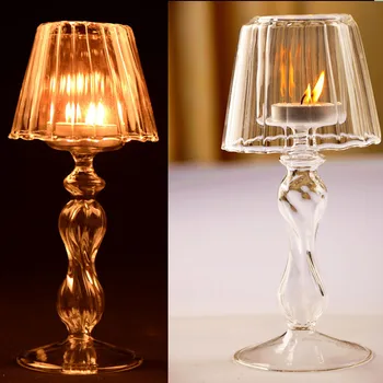 

Modern 18.5cm Crystal Glass Candle Holder Candelabra Wedding Centerpieces Table Lamp Stand NO Candle Clear