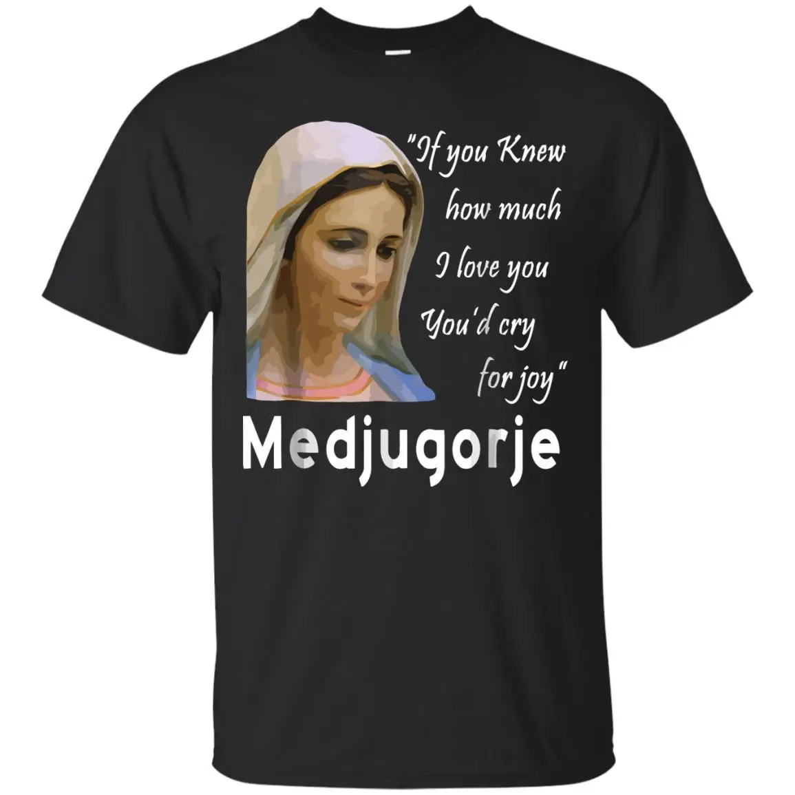 

Our Lady Black T-Shirt - Queen Of Peace T-Shirt Virgin Mary Queen of Peace Tee Cool Casual pride t shirt men Unisex New Fashion