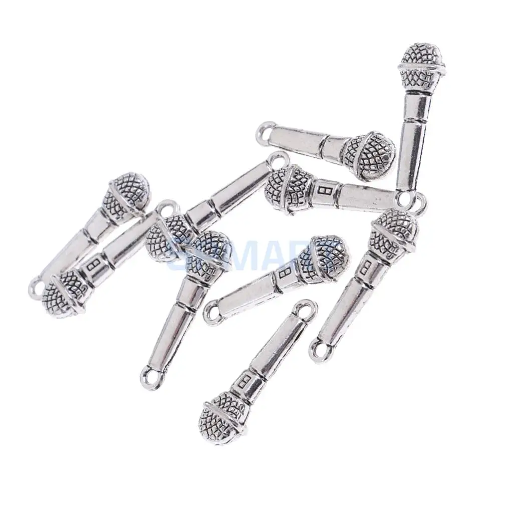 10 Pieces Alloy Microphone Model for 1/12 Dollhouse Miniature Music Room Decoration Dolls Accessories Children Kids Toys