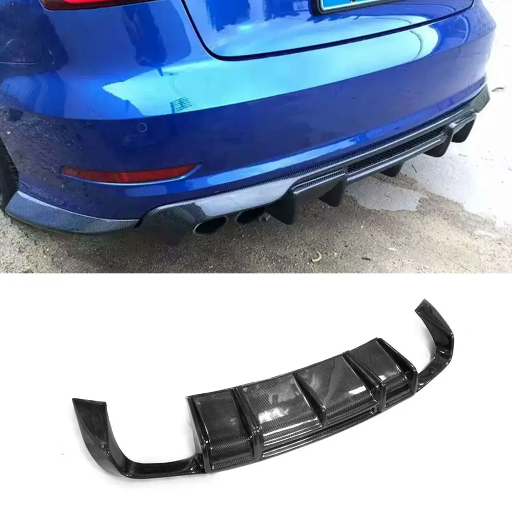 Carbon Fiber Rear Lip Spoiler Diffuser for Audi A3 Sline S3 Sedan 4