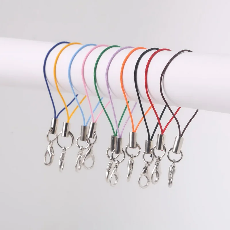 

High Quality 7cm 100 Pcs 10 Colors to Choose Cell Phone Lanyard Cords Strap Lariat Mobile Lobster Clasp Mobile Phone cord