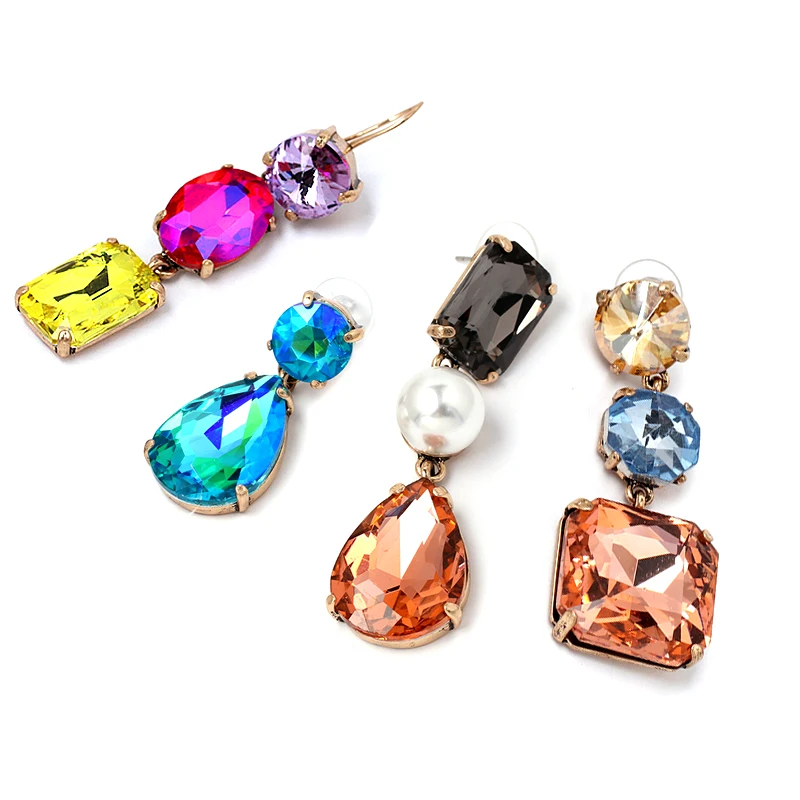 

JUJA 2019 new design good quality fashion women statement crystal earring stud earrings for women Factory Price wholesale