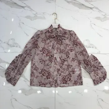 

2019 New Gauze Printed Bow Tie Shirt Three Yards