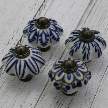 

8PCS Ceramic & Zinc Alloy Cabinet Door Pull Handles Single Hole Cupboard door Knobs Closet Dresser Handles Drawer Pulls