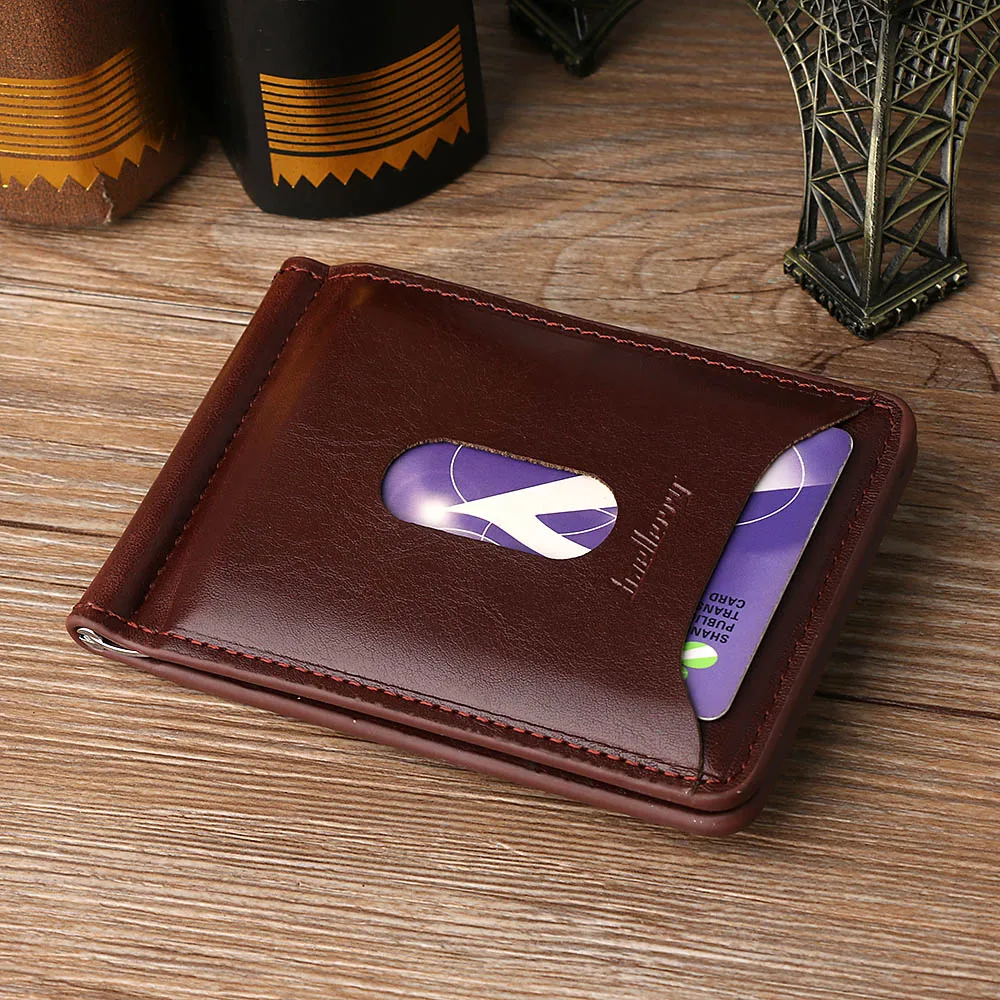 

1PC Men Fashion PU Leather Wallet Solid Thin Magnet Hasp Bifold Purse Business ID Credit Card Holder Coin Pocket