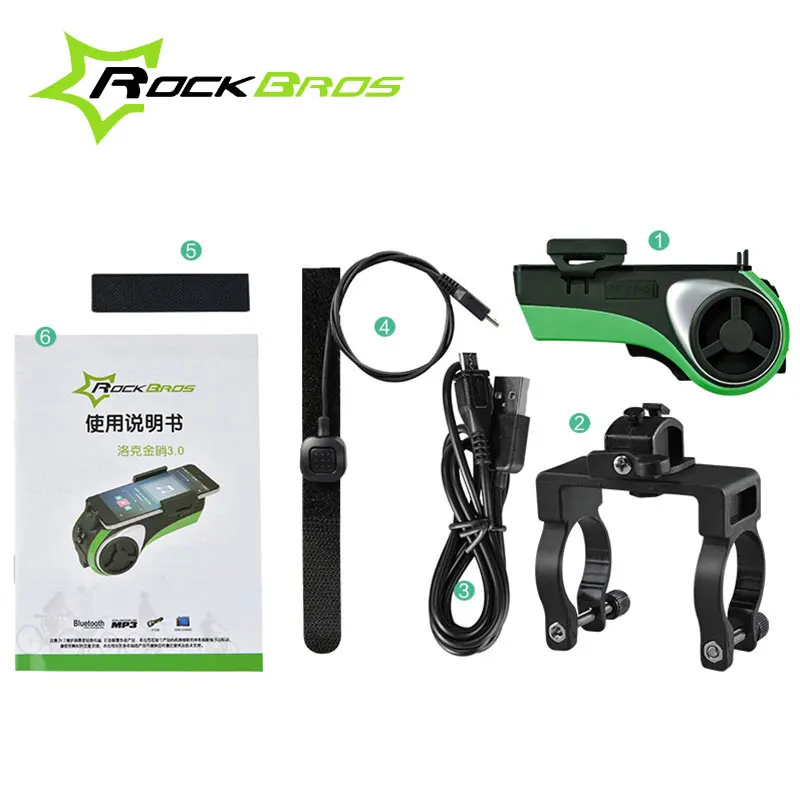 ROCKBROS 5 в 1 двойной светодиодный велосипедный светильник+ Bluetooth аудио mp3-плеер динамик+ зарядное устройство+ кольцевой звонок+ велосипедный держатель для телефона - Цвет: ZX006