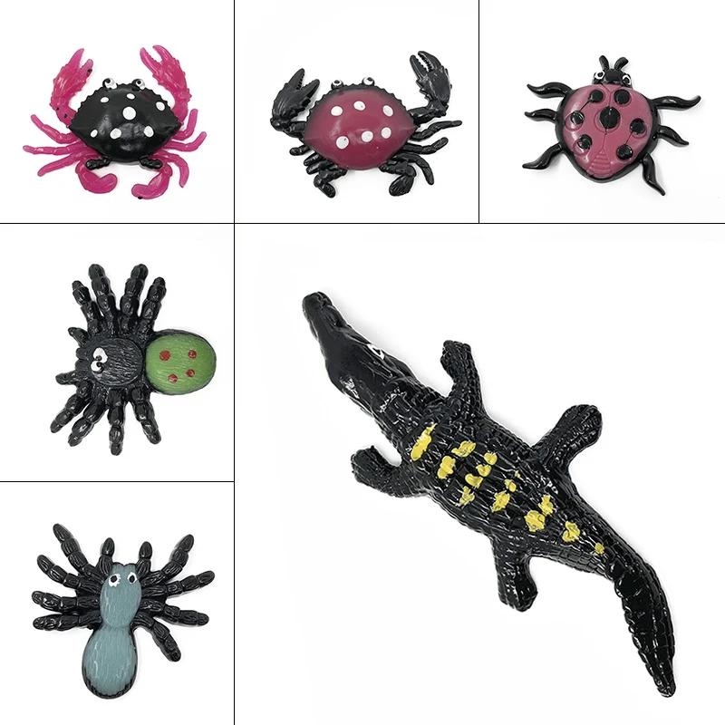 

3pcs/lot TPR Soft Material Decompression Crab Spider Crocodile Toy Sticky Forest Animal Toys For Children'day Promotional Gifts