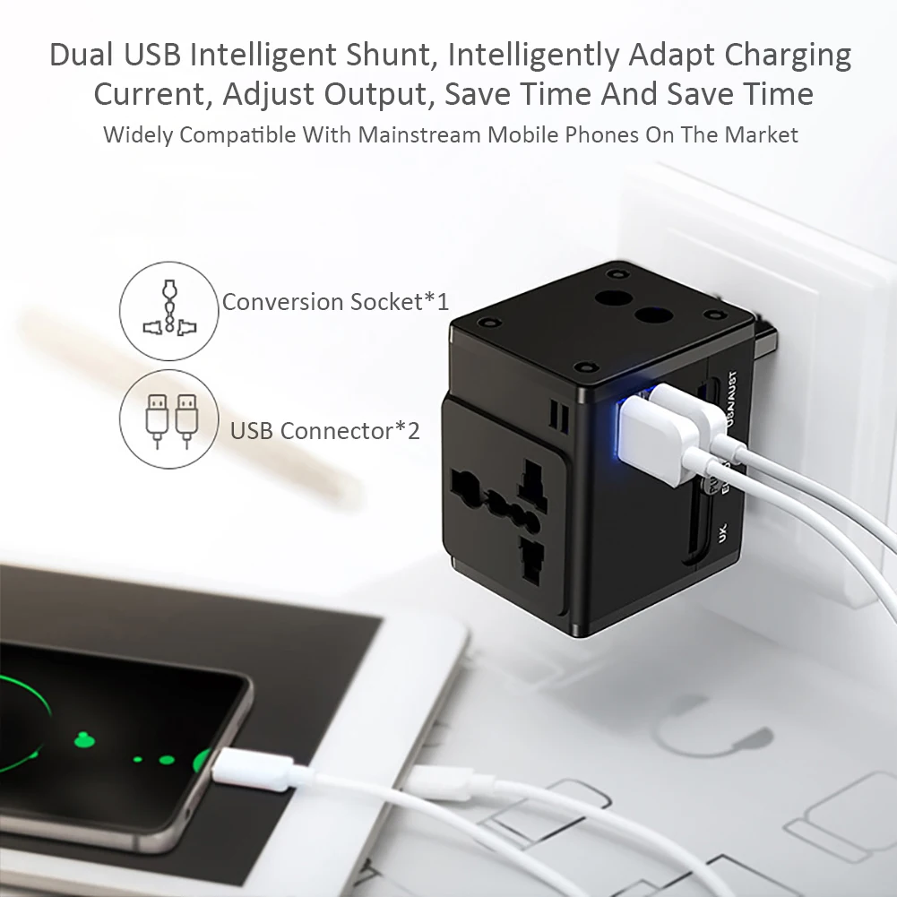 Универсальное многопортовое usb-зарядное устройство Global Pass, многофункциональное зарядное устройство для путешествий