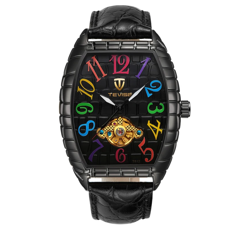 2018 Top Brand TEVISE Relogio Automatico Masculino Men Watches Mechanical Watch Leather Sport Business Fashion Square Clock
