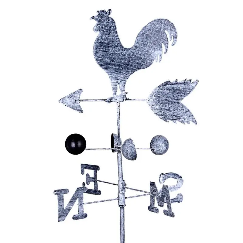 

120cm Vintage Rooster Weather Vane Metal Iron Wind Speed Spinner Direction Indicator Garden Ornament Decoration Patio Yard
