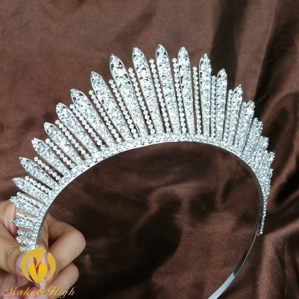 Stunning Hair Tiara Girl Crown Clear Crystal Wedding Prom Costumes Party Jewelry 