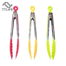 TTLIFE силиконовые кухонные кулинарные щипцы для сервировки салата и барбекю из нержавеющей стали ручка посуда барбекю щипцы ПИЩЕВЫЕ ЗАЖИМ случайные цвета