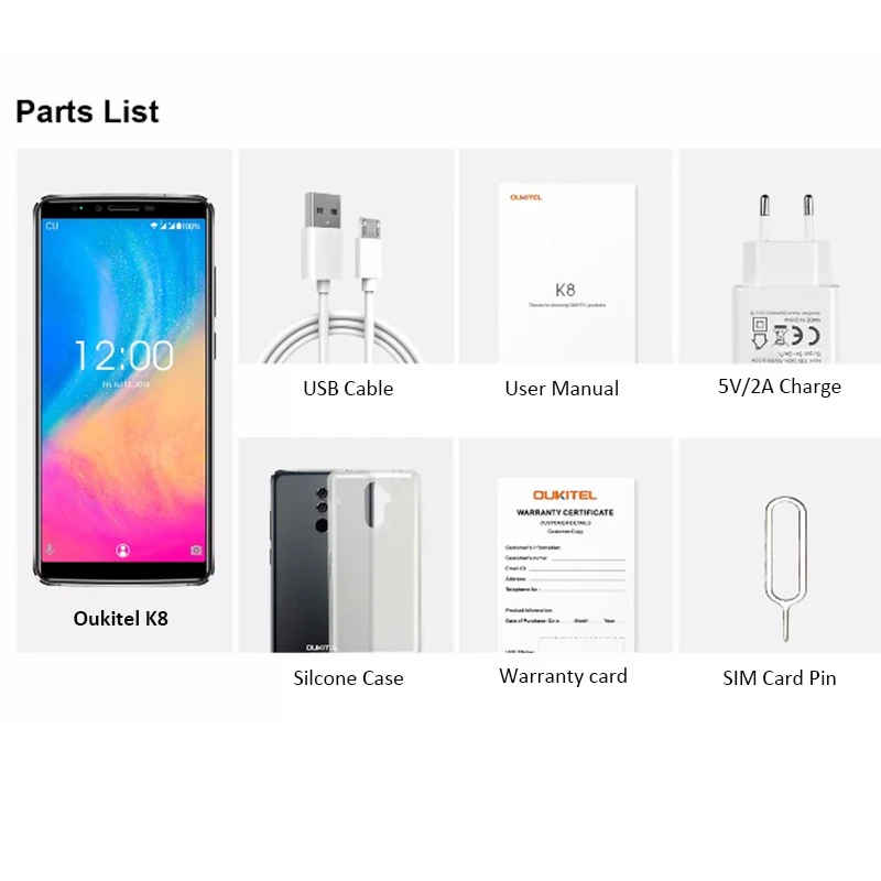 OUKITEL K8 смартфон с 5 дюймовым дисплеем восьмиядерным процессором MTK6750 ОЗУ 4 Гб ПЗУ 64