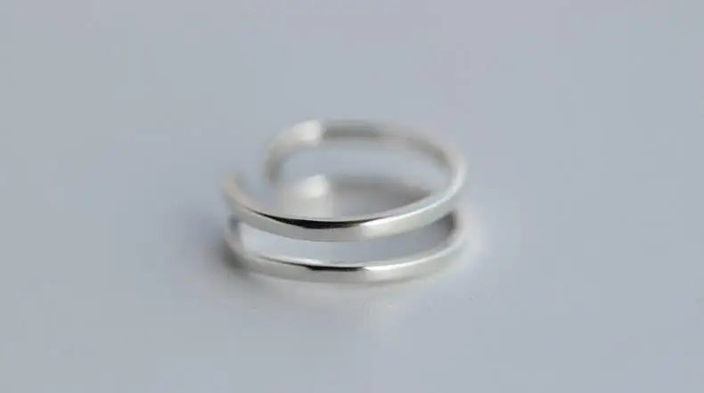 DreamySky Настоящее 925 пробы Серебряное Двухслойное кольцо для женщин регулируемое обручальное кольцо модное Стерлинговое Серебро-ювелирные изделия