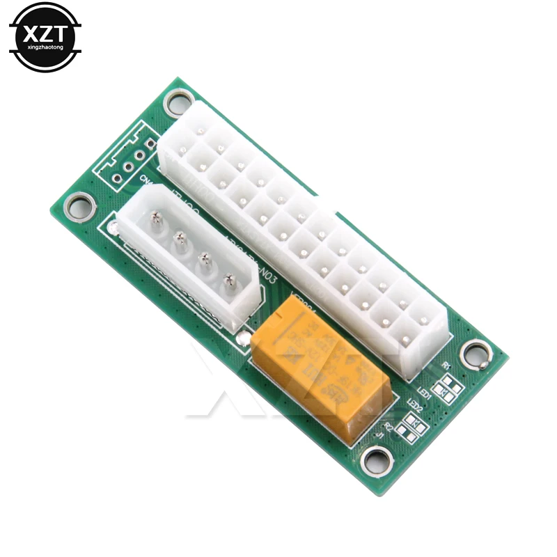 1pcs ATX 24Pin Molex 4Pin Dual PSU Power Supply Sync Starter Extender