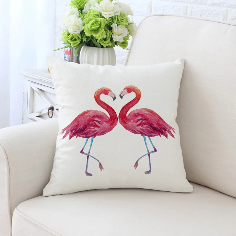 المنزل طيور النحام غطاء وسادة مطبوعة غطاء 45x45 سنتيمتر القطن المخلوطة مكتب الزخرفية المخدة مقعد أريكة سيارة وسادة الخصر غطاء BZ106