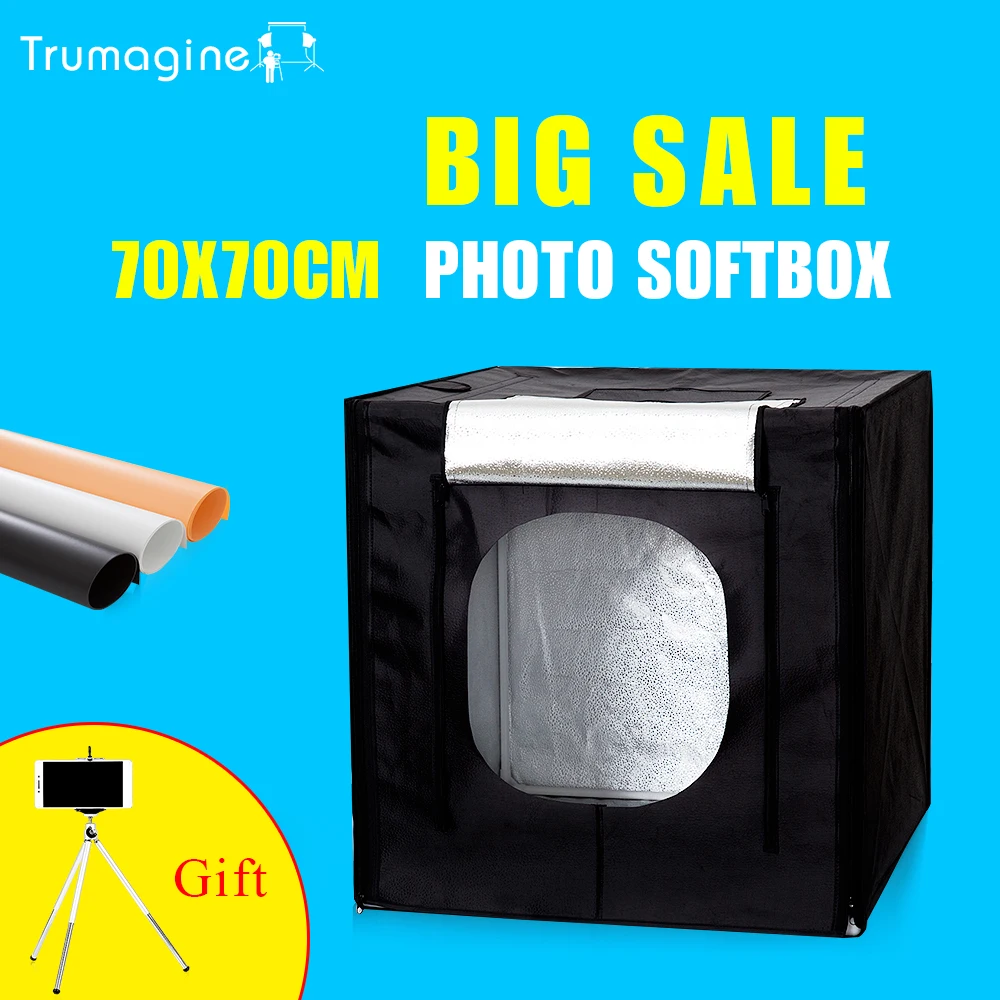

TRUMAGINE 70*70CM LED Photo Studio Photography Softbox Light Shooting Tent Soft Box Kit For Camera Phone DSLR