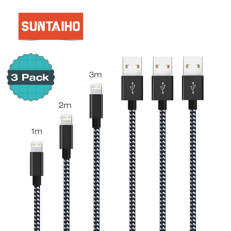 [3] Cable USB 5 V 2,1 de carga rápida Cable USB a USB Suntaiho de Nylon trenzado Cable de datos de Cable USB cable cargador para iPhone 7