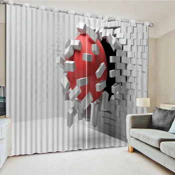 

Decoration curtains Luxury Blackout 3D Window Curtains For Living Room Bedroom brick curtains ball curtain