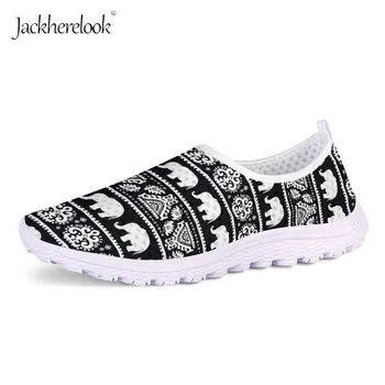 

Jackherelook Shoes Woman 2019 Light Breathable Mesh Summer Elephant Pattern Sneakers Aztec Style Women Men Casual Flats Shoes
