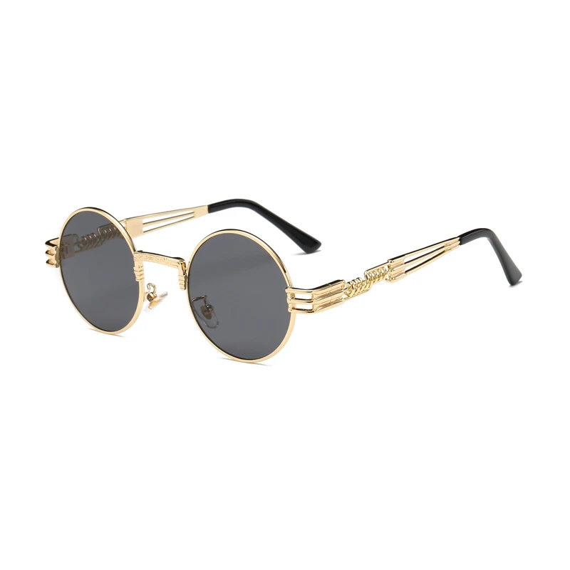 Psacss новые круглые панк Солнцезащитные очки для мужчин и женщин очки с оправой из сплава Рамка винтажная, брендовая, дизайнерская солнцезащитные очки для вождения рыбалки UV400 - Цвет линз: GD2680-8