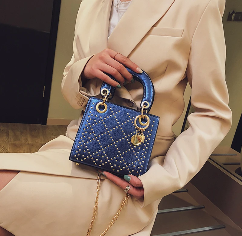 Znakomity модная сумка на цепочке с клапаном, известный бренд, дизайнерская сумка, маленькая сумка из искусственной кожи, женские сумки на плечо с заклепками, женские сумки через плечо