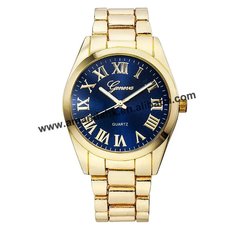 

Wholesale New New Men 8278 Geneva Watch No Rhinestone Rose Gold Alloy Quartz Women Wristwatches Roman Number Women Watches