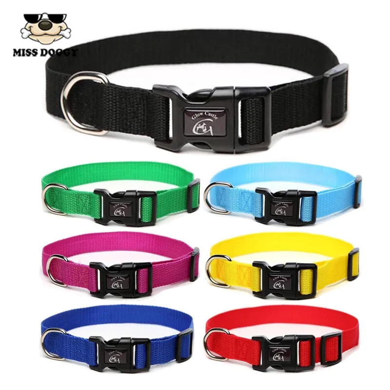 Pet Martingale Dog Collar Classic Solid Basic Polyester Nylon Dog Collar with Quick Snap Buckle