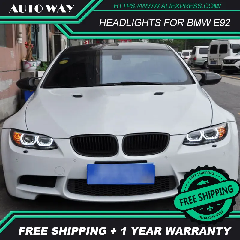 Стайлинга автомобилей чехол для BMW M3 328i 335i 330i E92 E93 2006-2012 светодиодный фары светодиодный фар H7 D2H HID Ангел глаз Bi Xenon луча