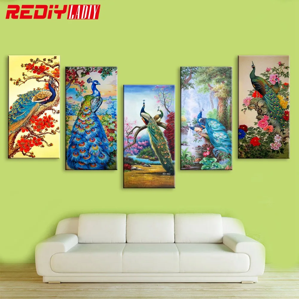 

DIY Diamond Mosaic Peacock Flowers Handmade Diamond Painting Cross Stitch Kits Crystal Diamond Embroidery Patterns Rhinestones