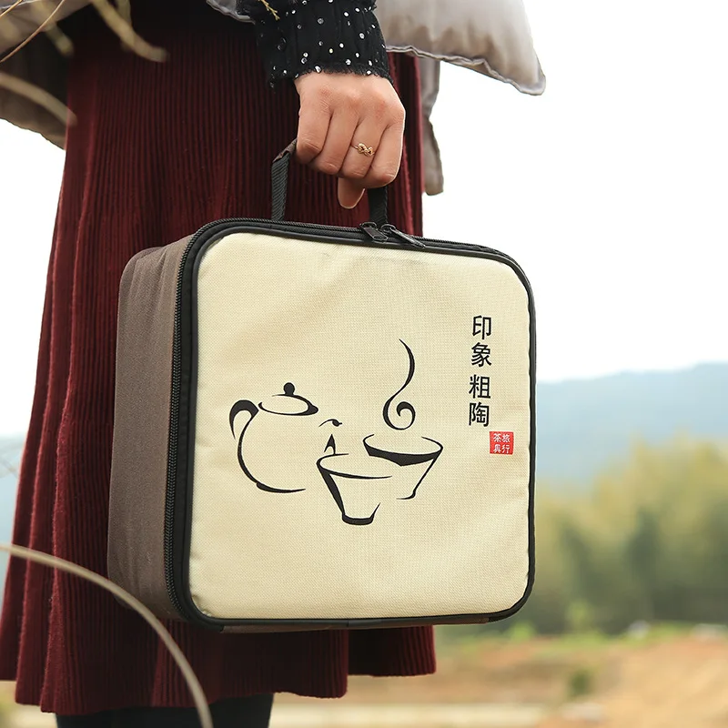 Portable Kungfu Tea Set, Travel, Outdoor, Office, Simple Use, Chinese Porcelain Tea Cups, Trays, Gifts Box