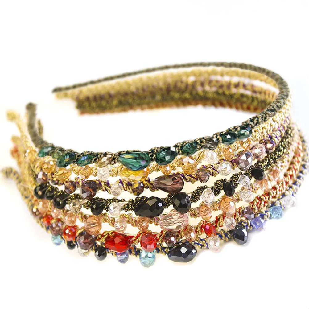 

7pcs/set Girls Jewel Headbands Bejeweled Sparkle Headbands Set Rhinestone Bezel Elegant Hair Accessories Headwear