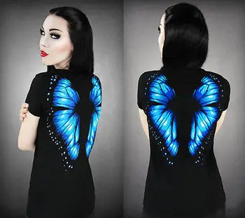 

new insect print t shirt back printing shirts butterfly/moths/dragonfly casual punk tees top short sleeve women tops