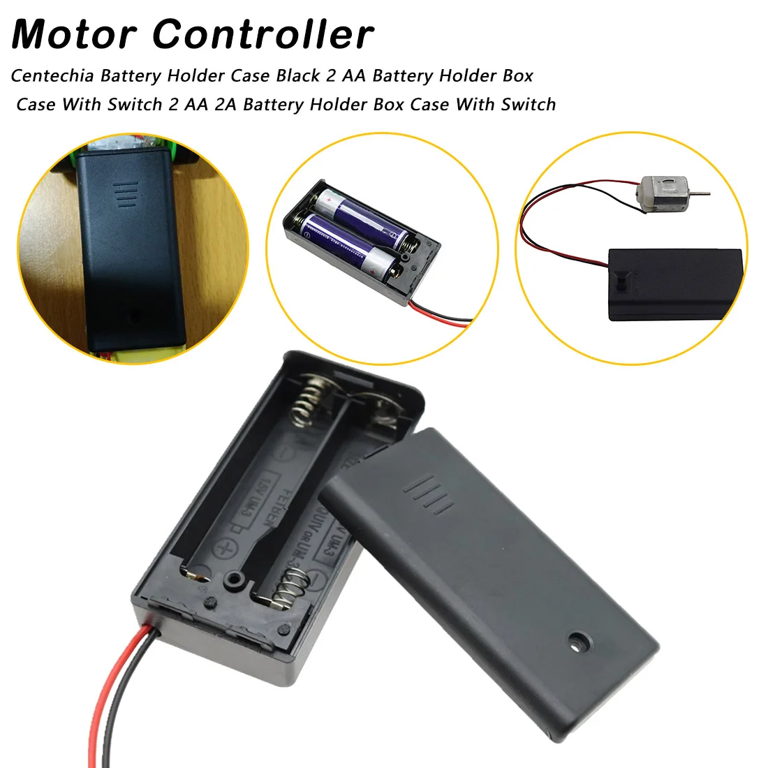 

2x 1.5V AAA Plastic Spring Battery Storage Case Box Battery Holder Plastic Container With 15cm Wire Leads and ON/OFF Switch