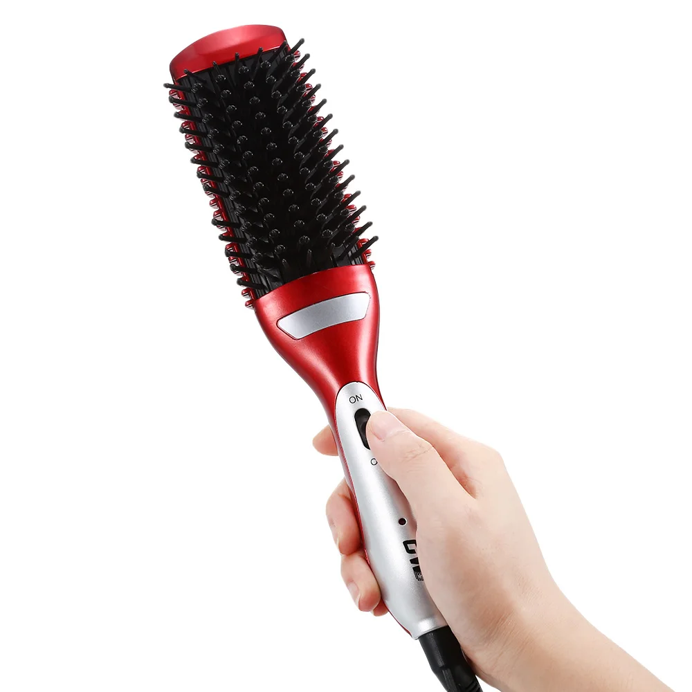 Guowei gw-756 выпрямитель для волос Инструменты для укладки волос Выпрямители для волос электрические волос Кисточки гребень массажер вращающихся волос Щипцы для завивки